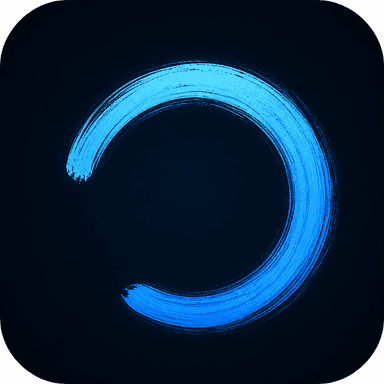 Ronin Zen blue brush ensō logo